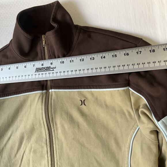 Hurley Men Sweatshirt S Brown Activewear Logo Zipper Contrast Piping Long Sleeve - Picture 4 of 9